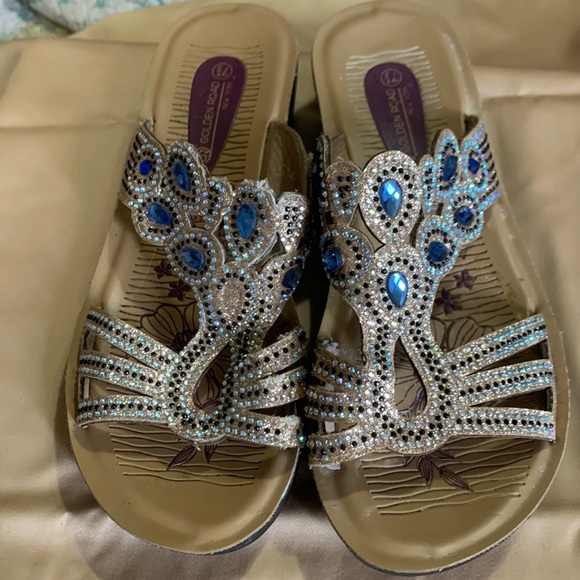 Golden Road New York Rhinestone and Jeweled Sandals - Picture 1 of 4